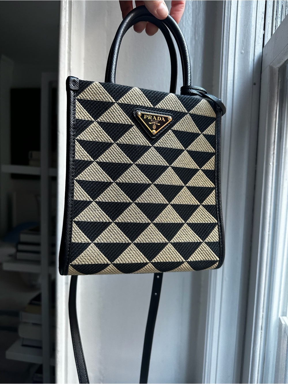 Prada symbole embroidered mini crossbody bag